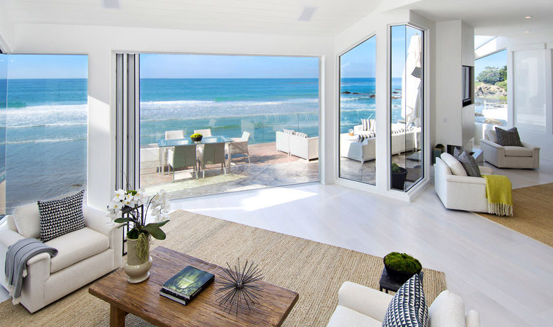 Ocean-facing living area at The Pointe Malibu Recovery Center