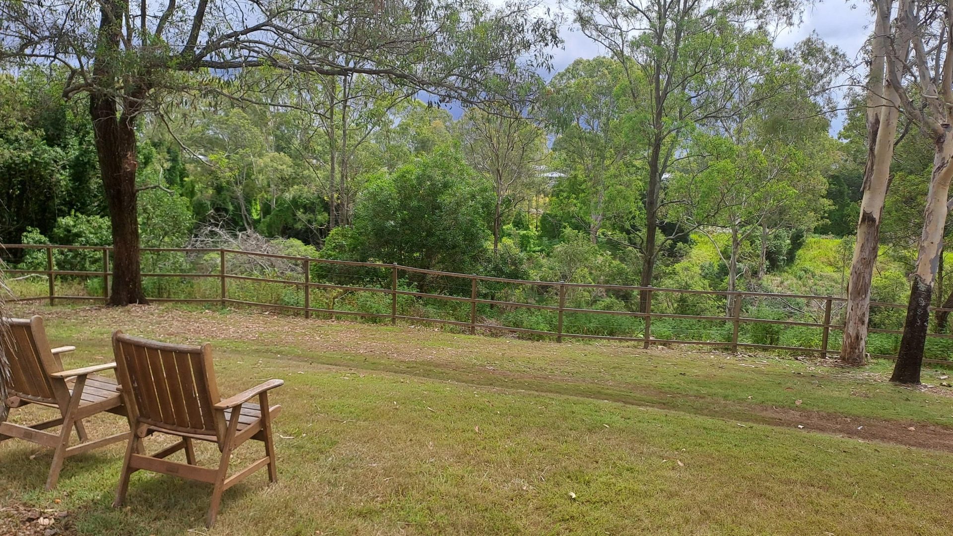 Outdoor seating area in the grounds of Logan House