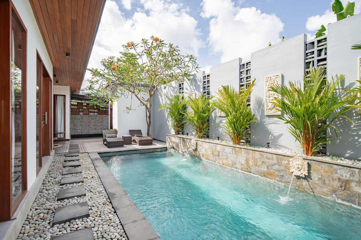 Villa Ashira swimming pool and courtyard, shown in The Lighthouse Bali villa gallery